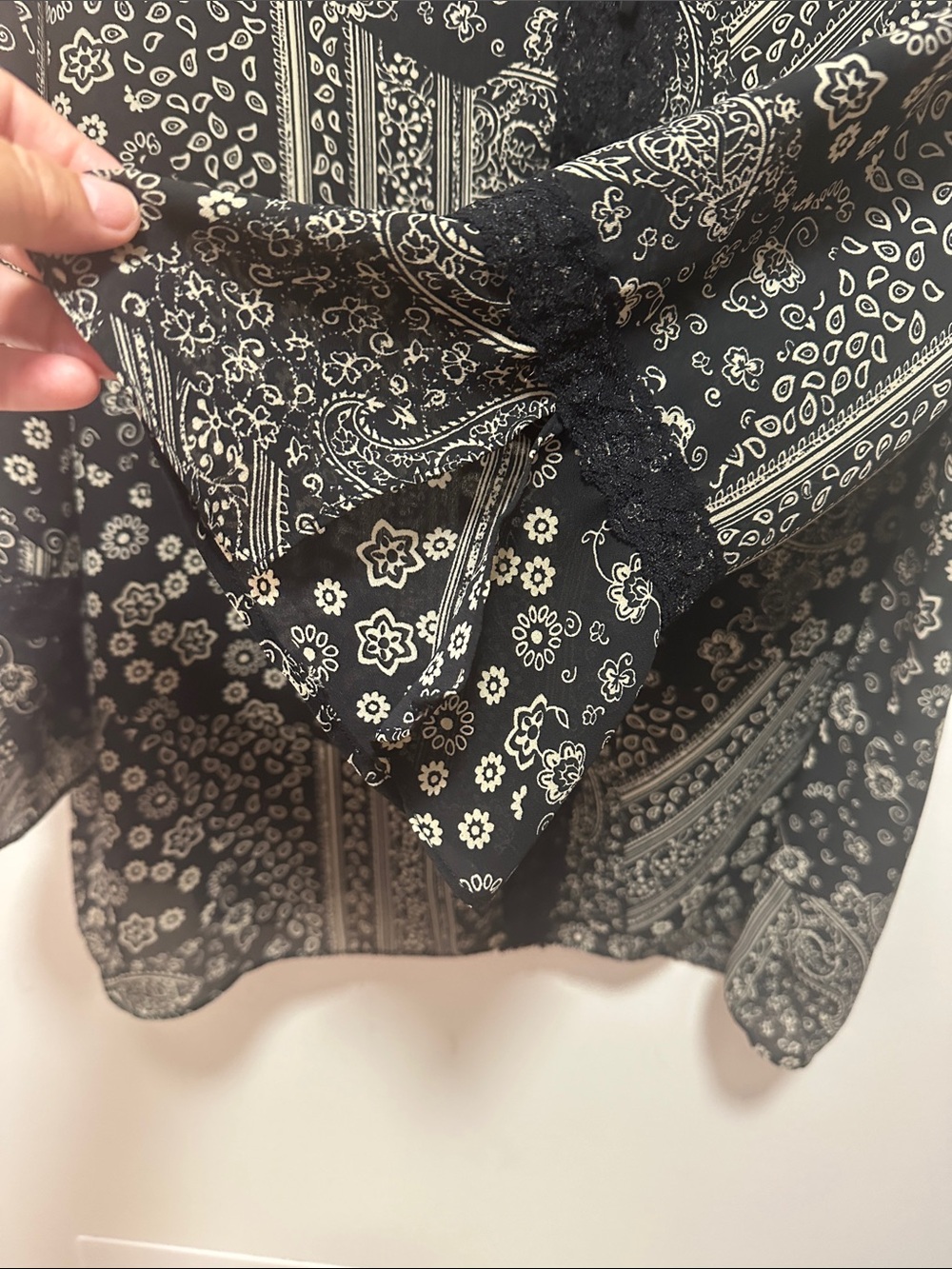 Studio 17 Black and White Paisley-Print Button Blouse - Picture 4 of 5